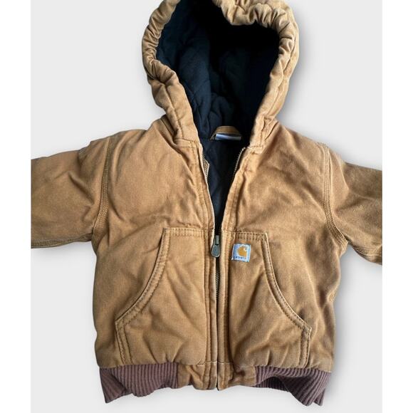 Carhartt Baby Toddler Jacket 18M Brown Hooded Quilt Lined Full Zip Coat 18 Month - Picture 7 of 15